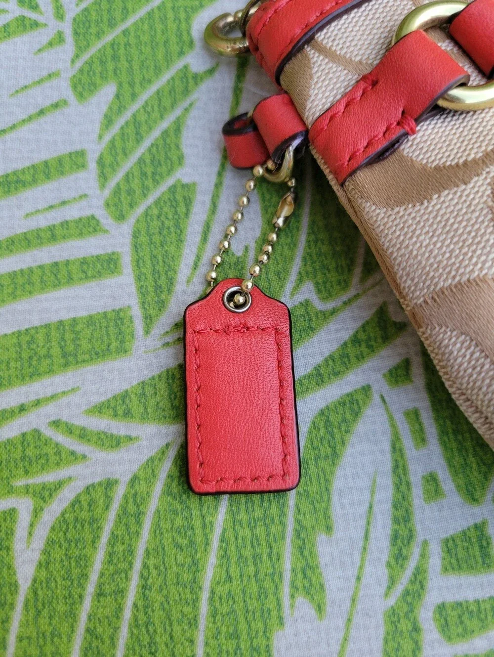 Coach Gallery Signature Medium Canvas Wristlet in Khaki/Presimmons or Tan/Orange